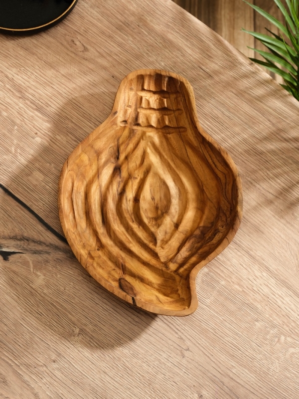 Тарелка "Древесная кора" дерево Джати, 28х21х5 см, цв. коричневый