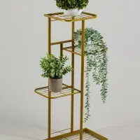 Подставка для цветов Greengo, 4 полки, 43&times;22&times;82 см, напольная, металл, цвет золотой