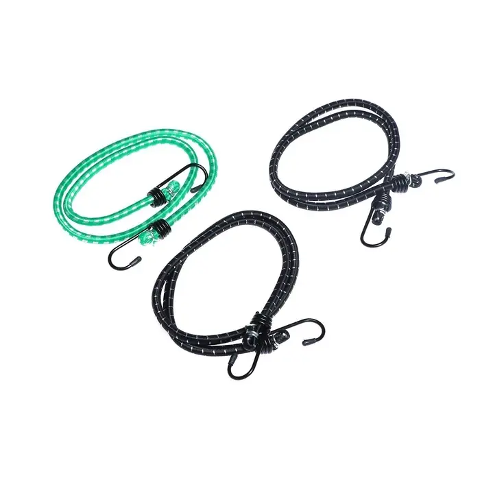 Резинка для крепления багажа TORSO, 80 см, d=8 мм, металлические крючки, МИКС, набор 3 шт.