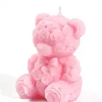 Свеча декоративная "Мишутка" 110 гр, 6х4,8х8 см, 6 ч, розовый