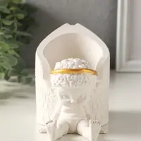 Карандашница "Ангел" 12х10 см, гипс, белый с золотом