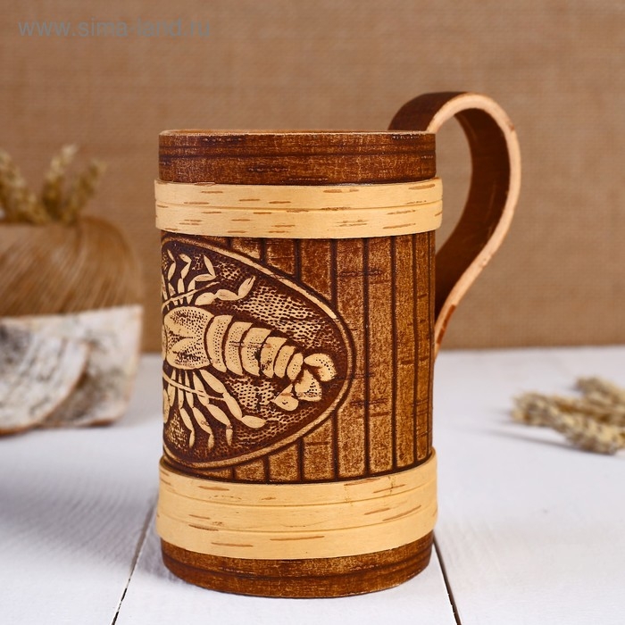 Кружка Кружка "Рак", 500 мл, береста