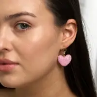 Серьги &laquo;Сердце сахарное&raquo;, розовые в золоте