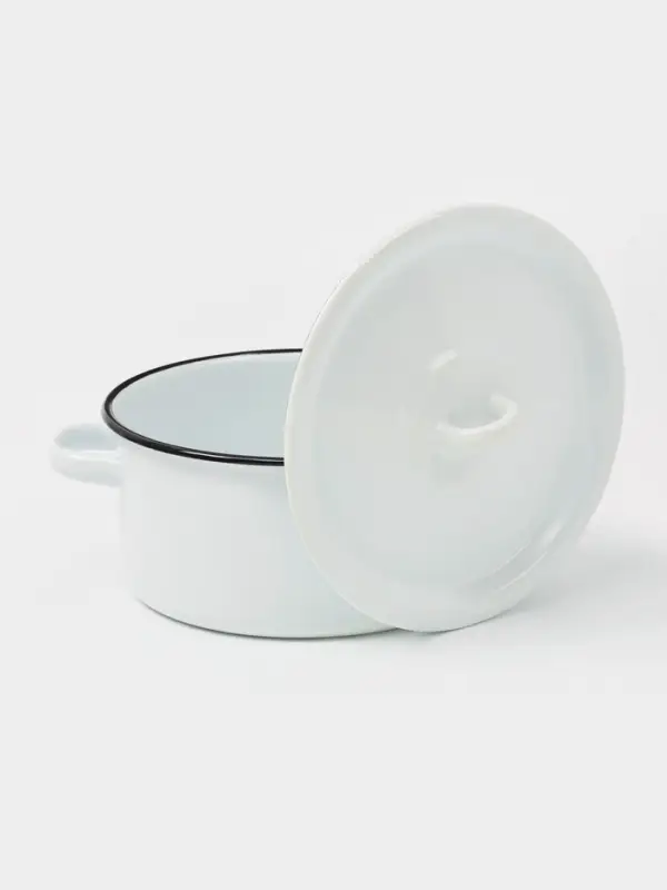 Кастрюля эмалированная, 2 л, d=19.5 см, с крышкой, без декора, белая