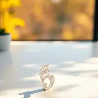 Брошь &laquo;Пятёрка с короной&raquo;, белая в золоте