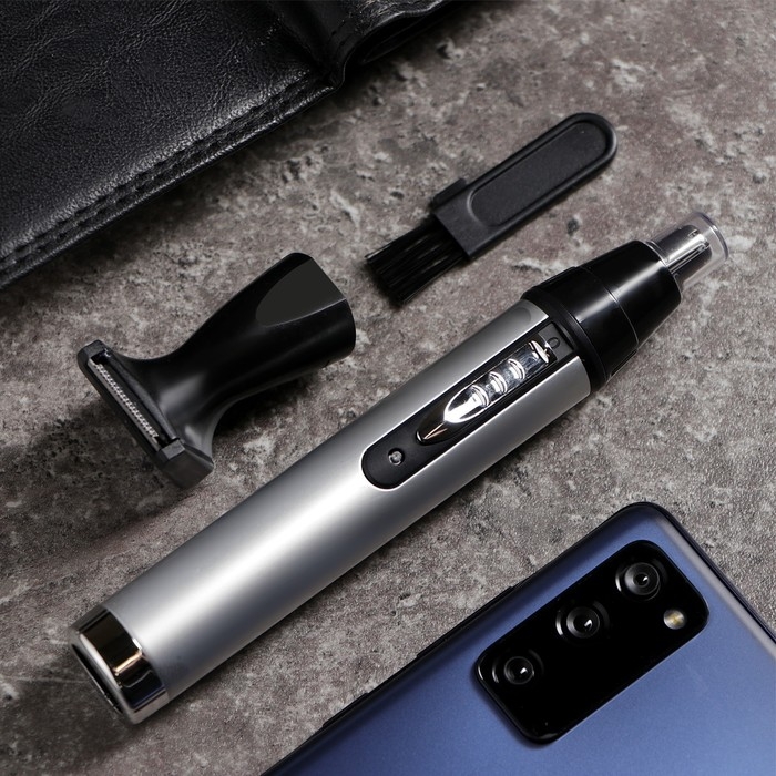 Триммер для волос Luazon LTRI-09, для носа/ушей, 2 насадки, АКБ, серый Триммер для волос Luazon LTRI-09, для носа/ушей, 2 насадки, АКБ, серый