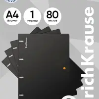 Тетрадь на кольцах ErichKrause Accent А4, 80 листов, в клетку, пластиковая обложка, на кнопке, 100% белизна, блок офсет, МИКС