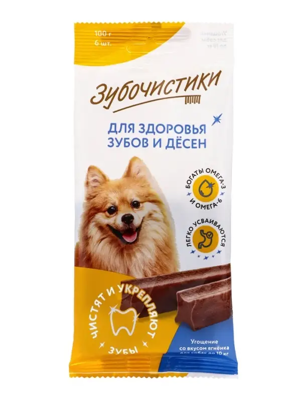 Зубочистики Жевательные палочки для собак мелких пород со вкусом ягненка, 100г Зубочистики Жевательные палочки для собак мелких пород со вкусом ягненка, 100г