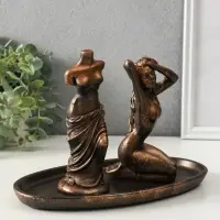 Набор фигур "Богини" на подносе, высота 16 см, цвет винтажная бронза Набор фигур "Богини" на подносе, высота 16 см, цвет винтажная бронза