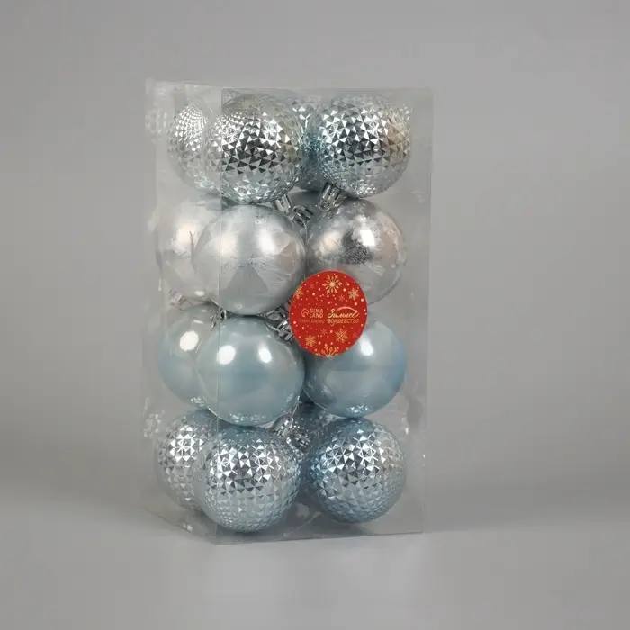Ёлочные игрушки &laquo;Туманные грани&raquo;, шары новогодние, d=6 см, набор 16 шт., голубой