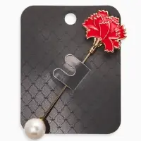 Булавка &laquo;Цветок&raquo;, гвоздика, 7 см, красно-белая в золоте