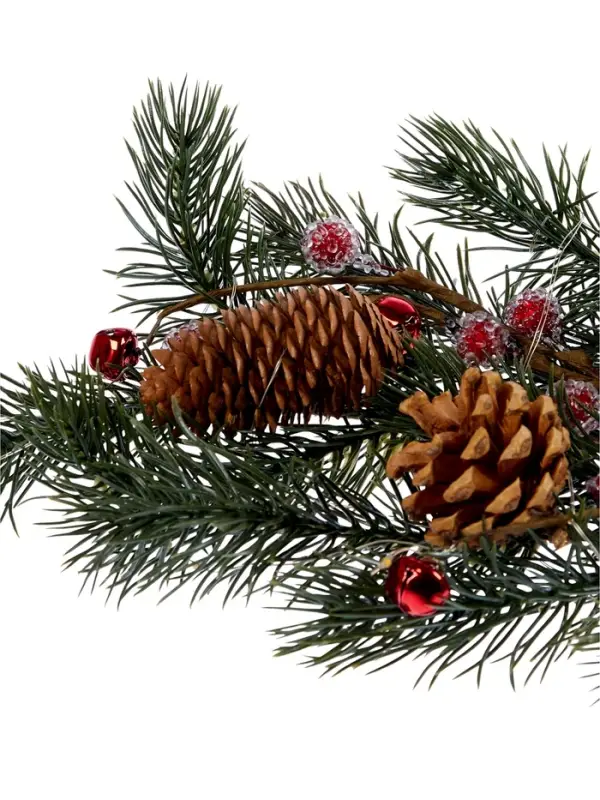 Декор настенный &laquo;Еловая ветвь с шишками&raquo;, 70&times;27 см, 30 LED, от батареек CR2032&times;2, свечение тёплое белое