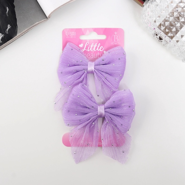 Зажим для волос  Зажим для волос "Марта" (набор 2 шт) переливы, 7,5 см, сиреневый