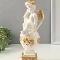 Фигура гипс &laquo;Ангел на шаре&raquo;, белый, 37&times;12&times;12 см