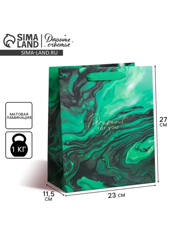 Пакет подарочный ламинированный, упаковка, Present for you, ML 23 х 27 х 11.5 см