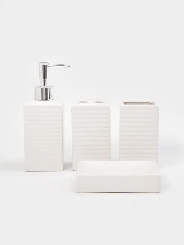 Набор для ванной "Альба" 4 предмета (дозатор, 2 стакана, мыльница), цвет белый