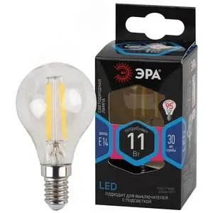 Лампа светодиодная декоративная LED 11 Вт 1430Лм 4000К шар, филамент нейтральный E14 230В F-LED P45-11w-840-E14