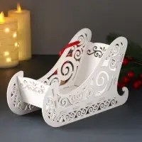 Шкатулка "Сани" с магнитом, 23х10х14 см, белый