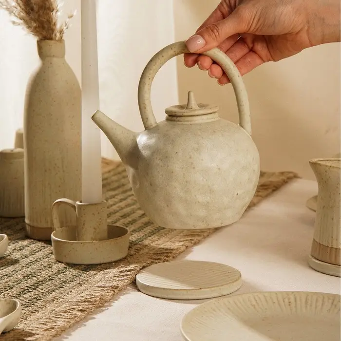 Набор подставок под горячее SL Home &laquo;Виенто&raquo;, под кружу, 4 шт., d=10 см, керамика, бежевый