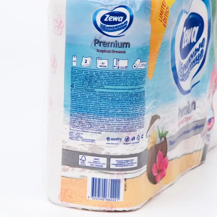 Бумажные полотенца Zewa Premium Decor, 2 слоя, 4 шт.