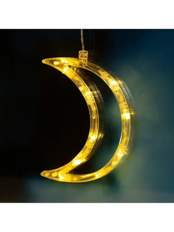 Гирлянда &laquo;Бахрома&raquo; 2.7&times;0.9 м с насадками &laquo;Месяц&raquo;, IP20, прозрачная нить, 138 LED, свечение тёплое белое, 8 режимов, 220 В