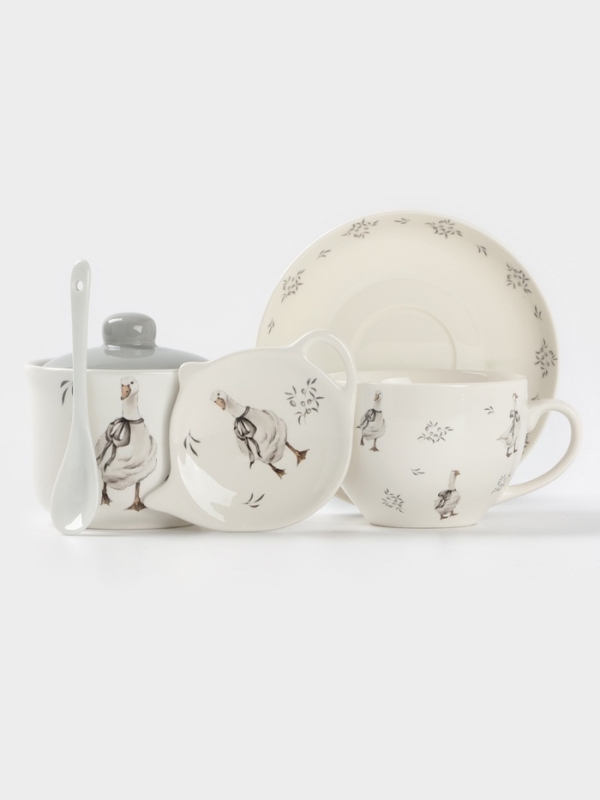 Подставка под чайный пакетик Доляна  Подставка под чайный пакетик Доляна "Гуси" цвет белый  12х9х1,5 см