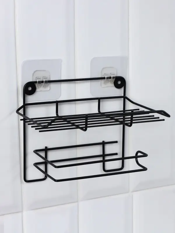 Держатель для туалетной бумаги с полочкой, 19&times;10&times;14.5 см, чёрный