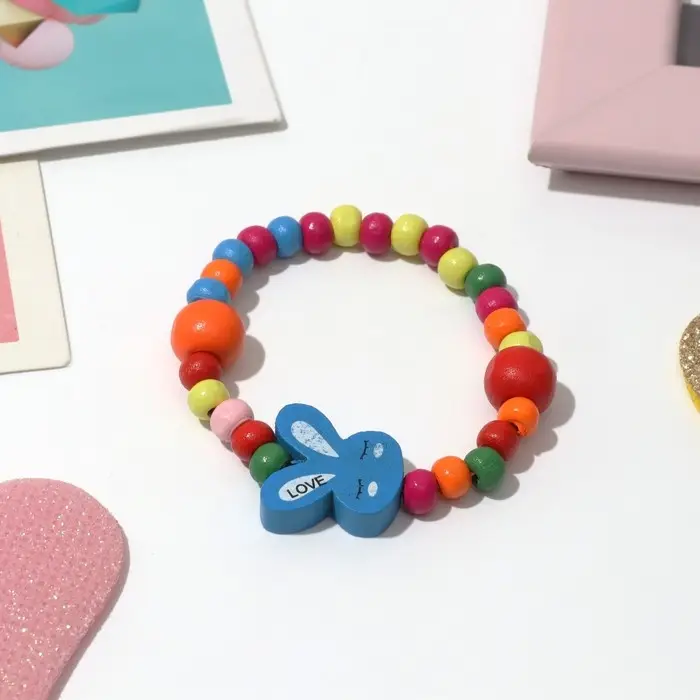 Браслет детский «Выбражулька» зайчик сонный на радуге, цвет МИКС Браслет детский «Выбражулька» зайчик сонный на радуге, цвет МИКС