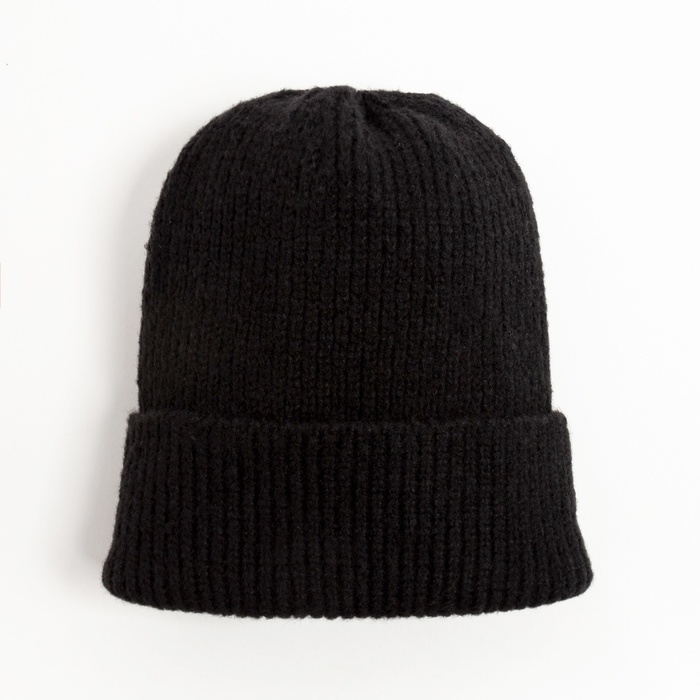 Шапка женская MINAKU с отворотом, размер 54-56, цвет чёрный Шапка женская MINAKU с отворотом, размер 54-56, цвет чёрный