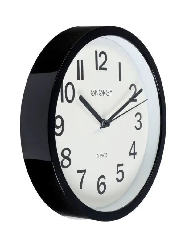 Часы настенные классические ENERGY ЕС-139, бесшумные, плавный ход, d=22 см, чёрные