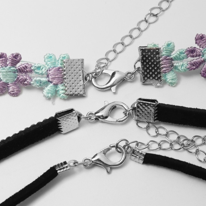 Чокер «Трио» цветы и бант (набор 3 шт.), цветной, 32 см Чокер «Трио» цветы и бант (набор 3 шт.), цветной, 32 см