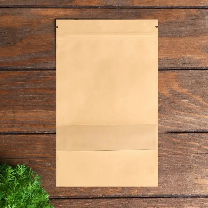 Пакет Zip - lock Крафт с прямоугольным окном, плоский, 16×26 см Пакет Zip - lock Крафт с прямоугольным окном, плоский, 16×26 см