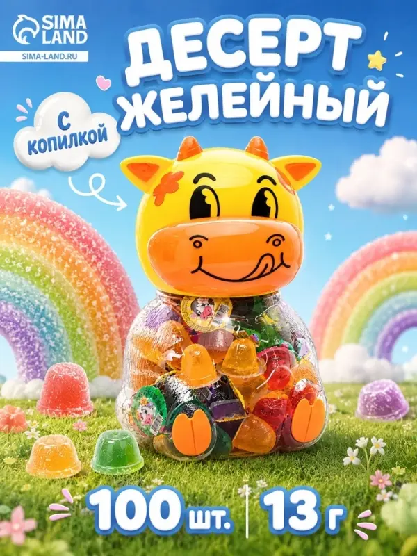Желе &laquo;Корова&raquo; с копилкой, ассорти, 13 г
