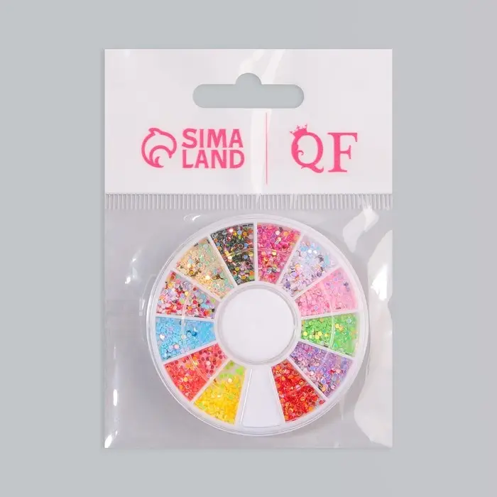 Стразы круглые для декора, 1 мм, 12 ячеек, разноцветные