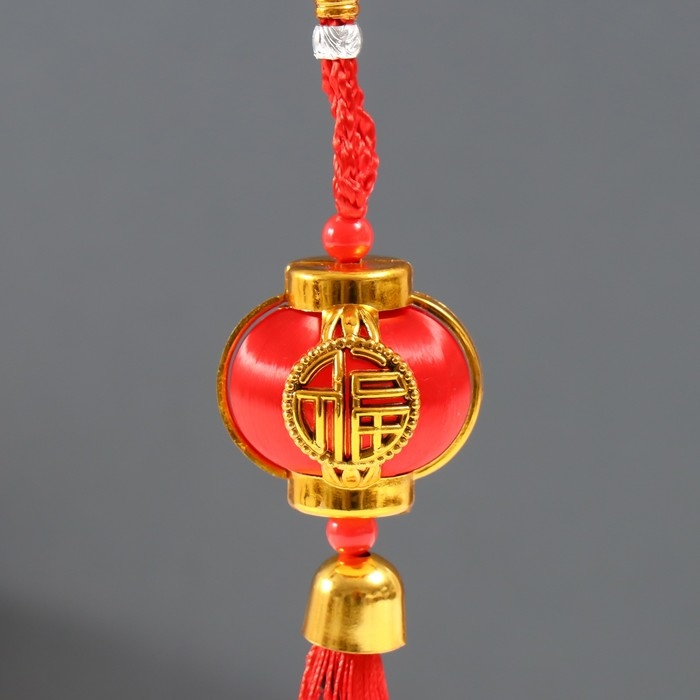 Подвеска пластик, текстиль Подвеска пластик, текстиль "Китайский фонарик с колокольчиком" 4х4х18 см