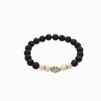 Браслет "Хамса" жемчуг, лава, длина 18 см