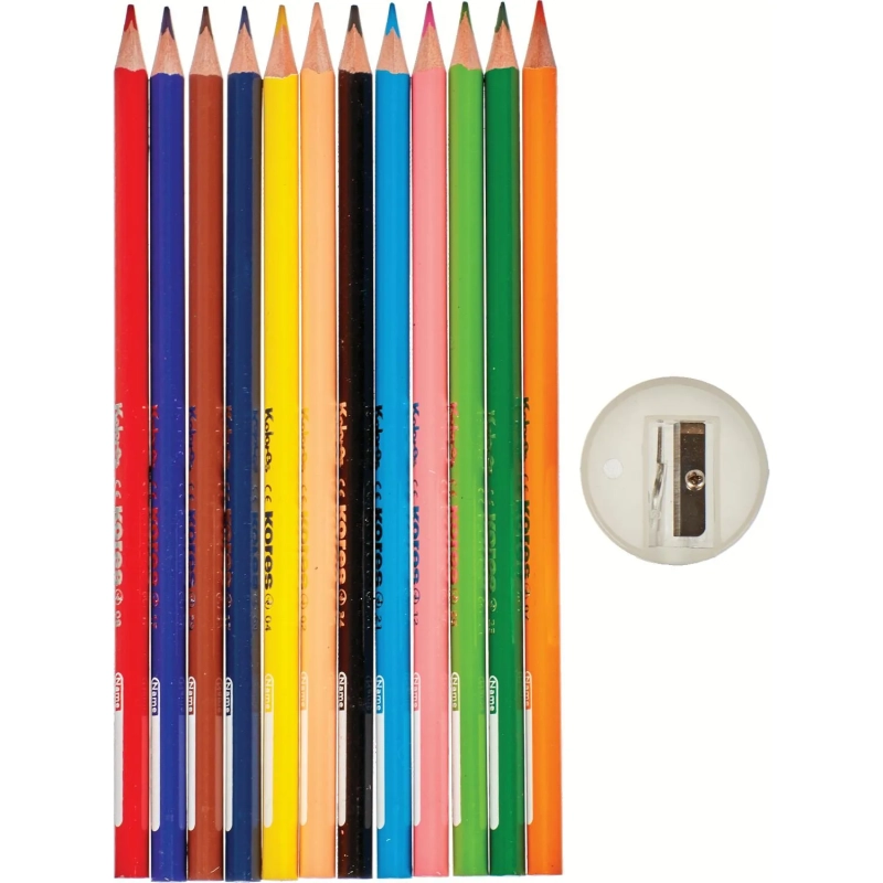 Карандаши цветные 12цв 3-гран,точилка,тубус Kores 93313