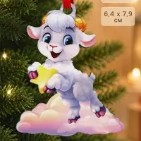 Елочная игрушка деревянная &laquo;Козлик со звездочкой&raquo;, 64&times;79 мм
