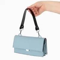 Ручка для сумки, с карабинами, 35&plusmn;1 см &times; 3.5 см, цвет чёрный, серебряный