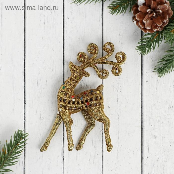 Украшение ёлочное Украшение ёлочное "Ажурный олень в блёстках" (набор 2 шт) 5,5х12 см, серебро, золото