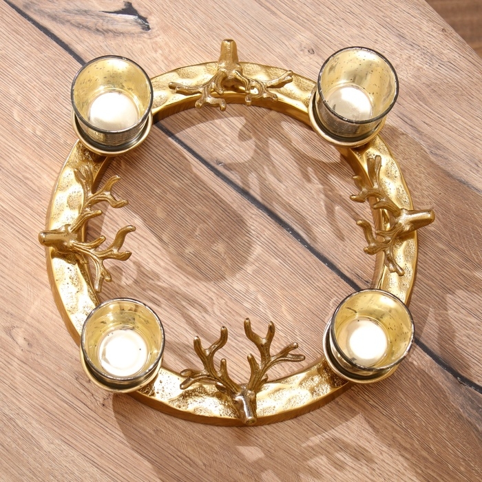 Подсвечник на 4 свечи  Подсвечник на 4 свечи "Рожки" алюминий 30х30х10 см