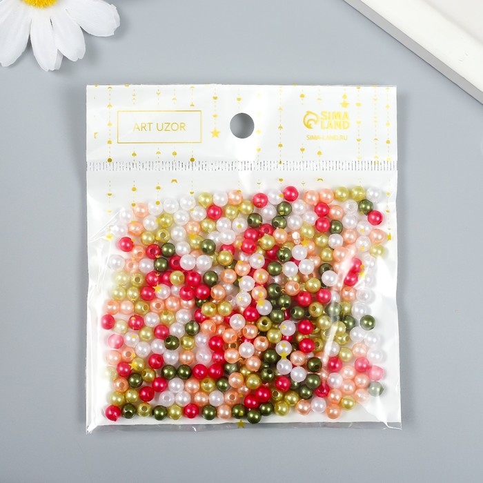 Бусины для творчества пластик Бусины для творчества пластик "Новогодние цвета" набор 20 гр d=0,5 см