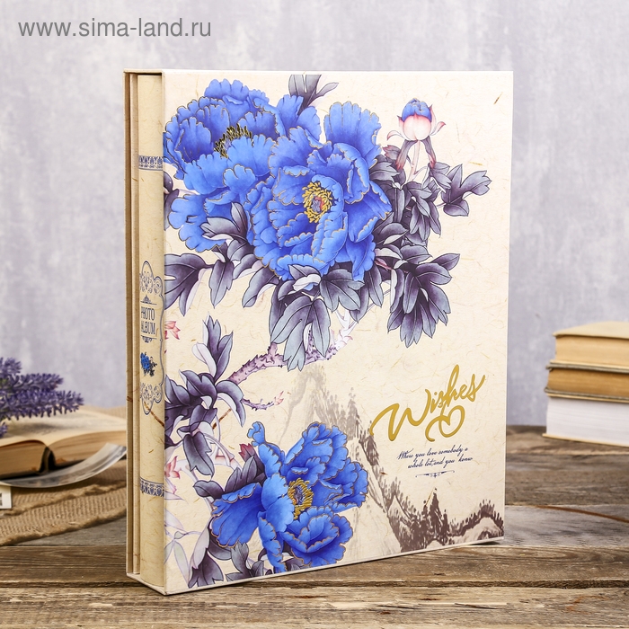 Фотоальбом на 200 фото 13х18 см Фотоальбом на 200 фото 13х18 см "Крупные цветы" золот.обвод, в коробке МИКС 33х27,5х5,7 см