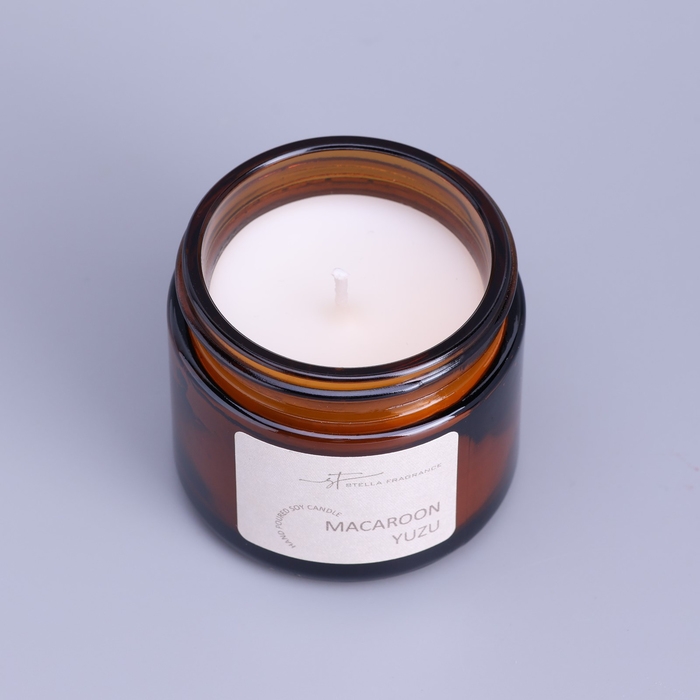 Свеча ароматическая в банке  Свеча ароматическая в банке "MACAROON YUZU", соевый воск, 50 г, печенье и юзу