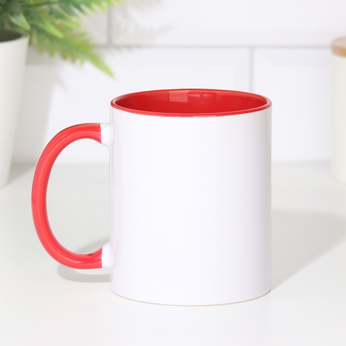 Кружка под сублимацию и нанесение керамика белая, внутри красная стандарт 320мл Кружка под сублимацию и нанесение керамика белая, внутри красная стандарт 320мл