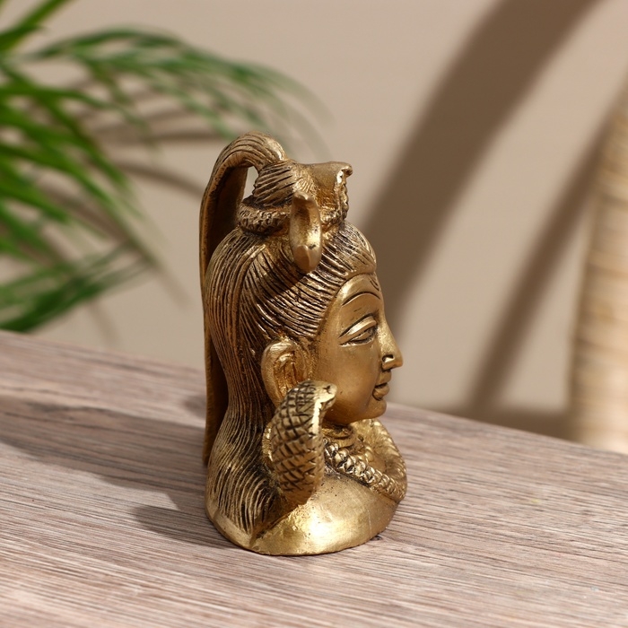 Сувенир Сувенир "Бюст Шивы" 2 змеи, латунь 8 см