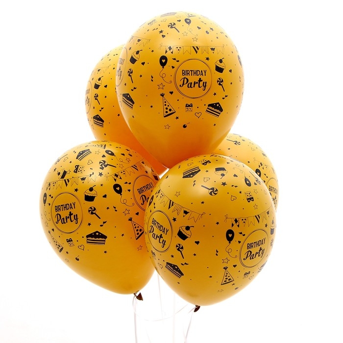 Воздушный шар латексный 12" &laquo;Весёлая вечеринка&raquo;, пастель, цвет жёлтый, 5 шт.