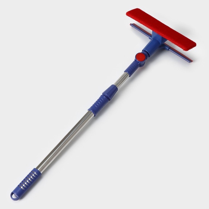 Щётка для окон Доляна, фиксатор, стальная телескопическая ручка, длина 55(83) см, водосгон силикон 18 см, насадка велюр 18×8 см Щётка для окон Доляна, фиксатор, стальная телескопическая ручка, длина 55(83) см, водосгон силикон 18 см, насадка велюр 18×8 см