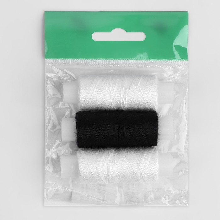 Набор ниток «Домино», 45ЛЛ, 150 м, 3 шт, цвет чёрный/белый МИКС Набор ниток «Домино», 45ЛЛ, 150 м, 3 шт, цвет чёрный/белый МИКС