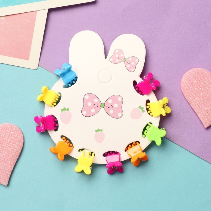 Краб для волос  Краб для волос "Куклёнок" (набор 10 шт) бабочки, 1,4 см, микс